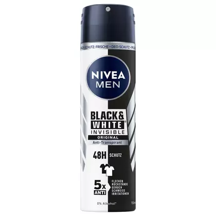 Deodorant spray NIVEA Antiperspirant Men Black White Invisible, 150ml