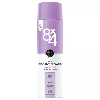 Deodorant spray 8x4 Vibrant Fara Aluminiu, 150ml