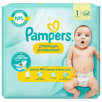 Scutece si chilotei bebelusi Pampers Premium Protection Gr. 1, 24 bucati
