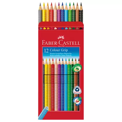 Creioane colorate Faber-Castell Grip, 12 bucati