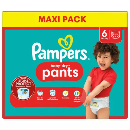 Scutece si chilotei bebelusi Pampers Maxi Pantaloni Pack Gr. 6, 70 bucati