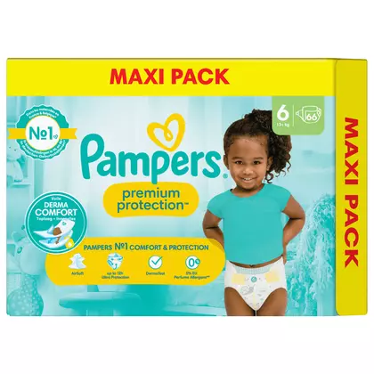 Scutece si chilotei bebelusi Pampers Maxi Premium Protection Pack Gr. 6, 66 bucati