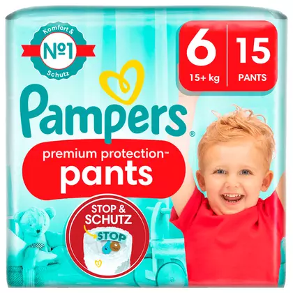 Scutece si chilotei bebelusi Pampers Premium Protection Pantaloni Gr. 6, 15 bucati