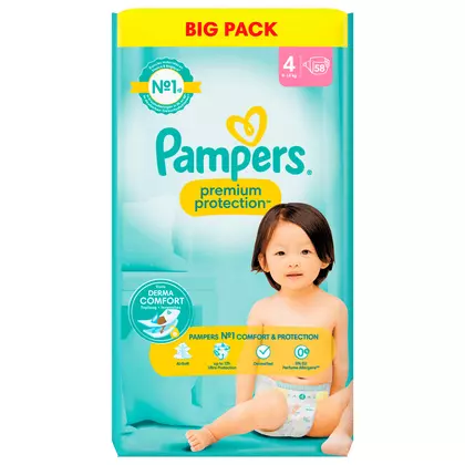 Scutece si chilotei bebelusi Pampers Premium Protection Big Pack Gr. 4, 58 bucati